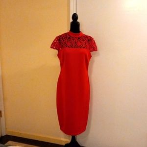 😍❤Premier Amour Designer Boutique Holiday Dress Cap Sleeves Gold Zipper Sz 14